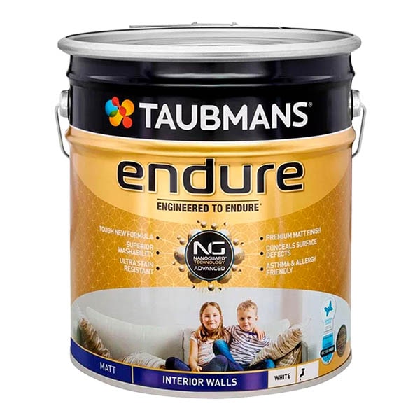 Taubmans Endure Matt White - 10L - Interior Wall Paint  124100/10L