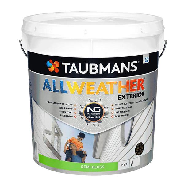 Taubmans All Weather Semi Gloss - 15L - White Exterior Paint Self Priming  187400/15L