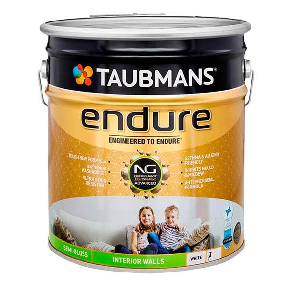 Taubmans Endure Semi Gloss White - 10L - Interior Wall Paint - 124400/10L