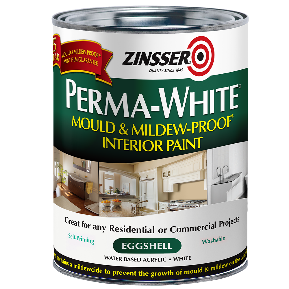 Zinsser Perma-White Eggshell 1L - Mould & Mildew Proof Interior Finish Paint