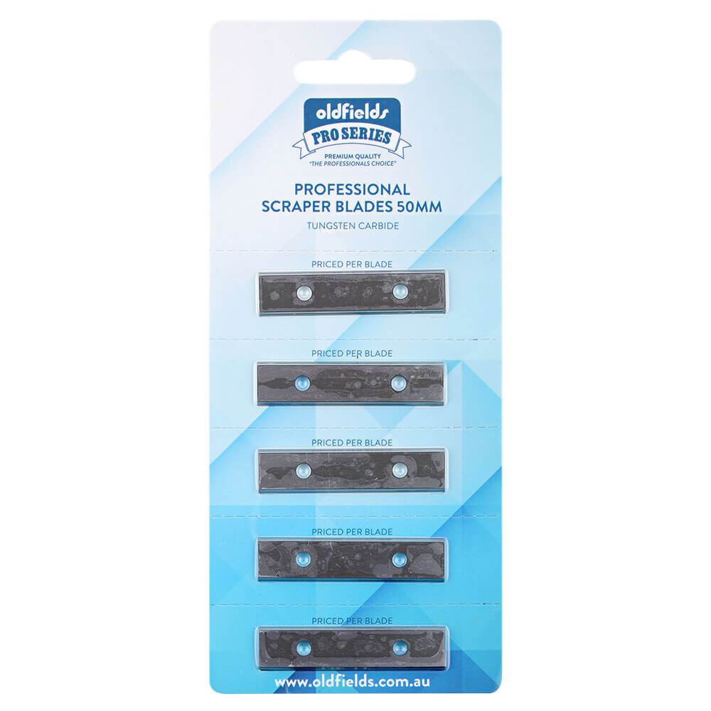 5 x 5 Oldfields Pro Series Tungsten Carbide 50mm Scraper Blades - Bulk Special