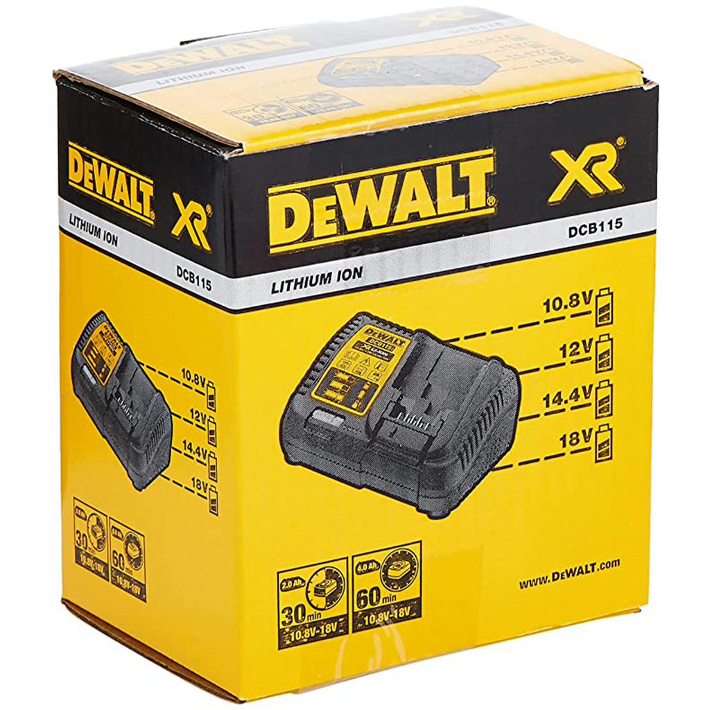 DEWALT DCB115 DEWDCB115 DCB115-GB XR Multi Voltage Li-Ion Battery Charger 10.8V, 14.4V & 18V