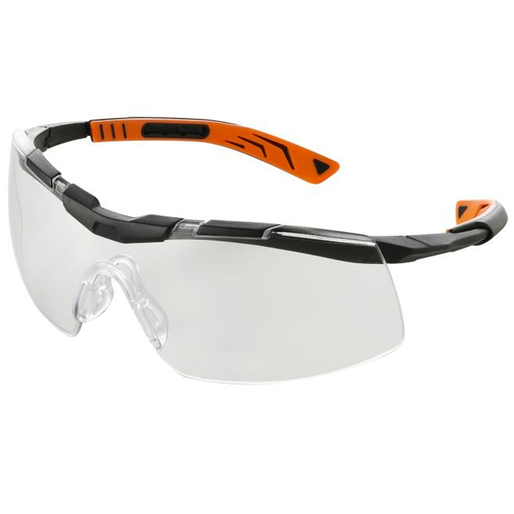 Maxisafe 5X6 Safety Glasses Black & Orange Frame Clear Lens