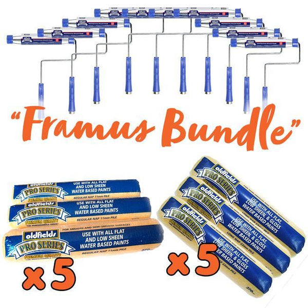 Framus Deal - Oldfields 5 x Pro Series Roller Cover 270mm 11mm & 22mm (3-Packs) & 10 x Pro Frames 270mm - 30% OFF