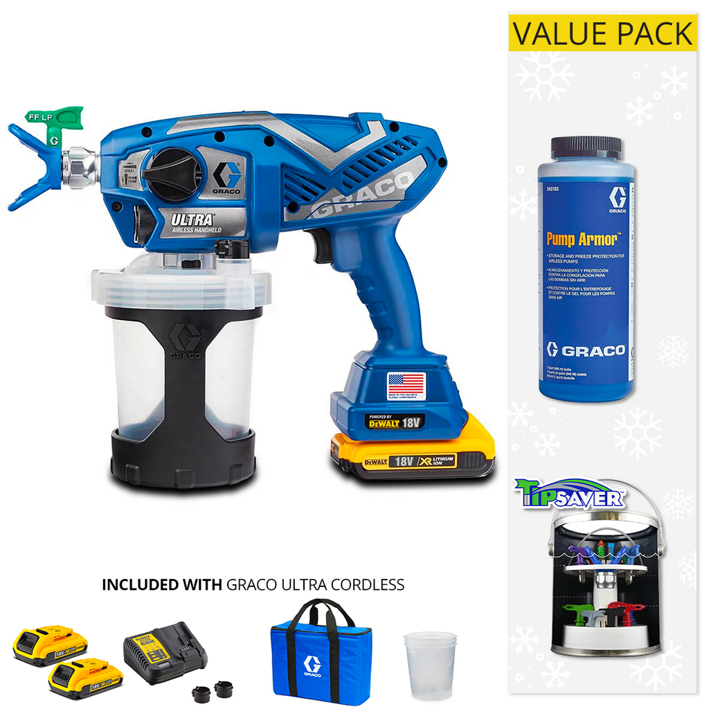 Graco Ultra Cordless Paint Sprayer with DeWalt Battery (17N221) with Value Pack