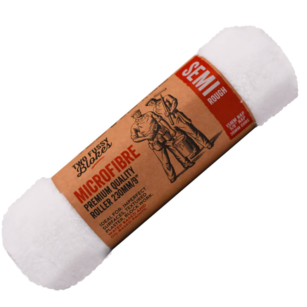 TWO FUSSY BLOKES 230mm Microfibre Paint Roller Semi Rough 15mm Nap