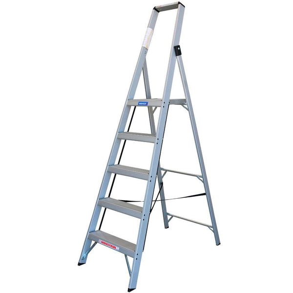 INDALEX 5-Step 2.4m/1.5m 150kg Tradesman Aluminium Slimline Platform Ladder