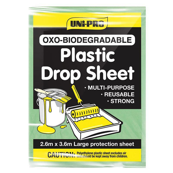 Uni-Pro OXO-Biodegradable Plastic Drop Sheet 3.6m x 2.7m (12' x 9')