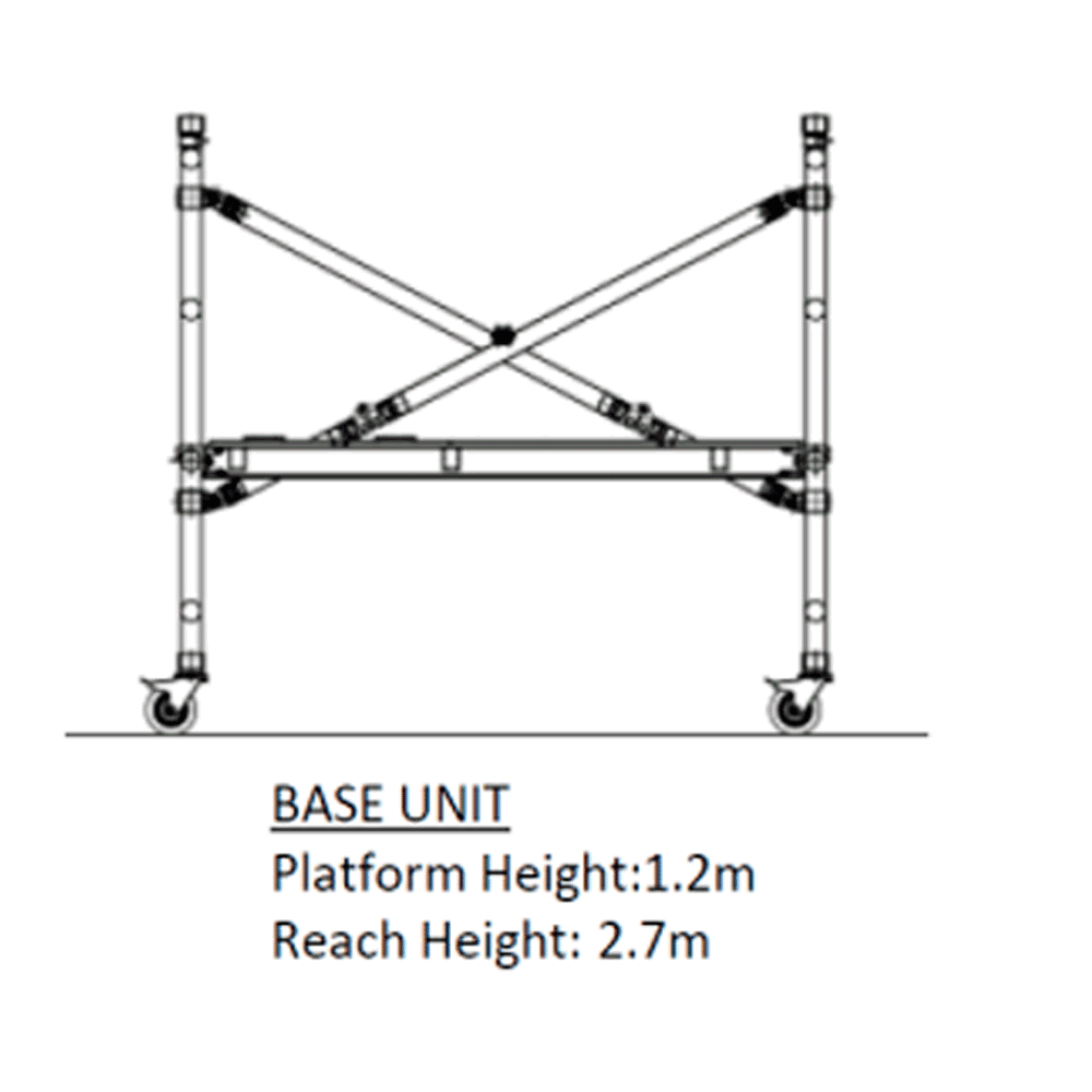 Oldfields Aluminium MINI Zippy Scaffold Base Unit 1.2m