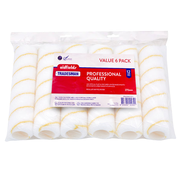 Oldfields Professional Quality Tradesman Polyester Fabric Rollers Pack of 6 270mm