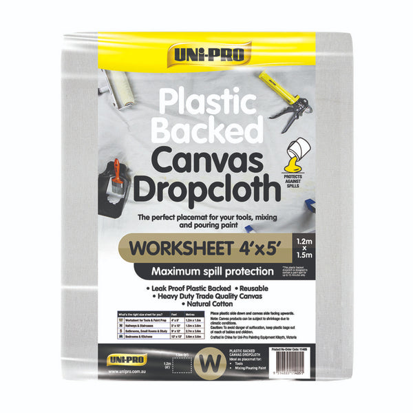 Uni-Pro Canvas Plastic Backed Drop Sheet 1.52 x 1.20 m (5' x 4')