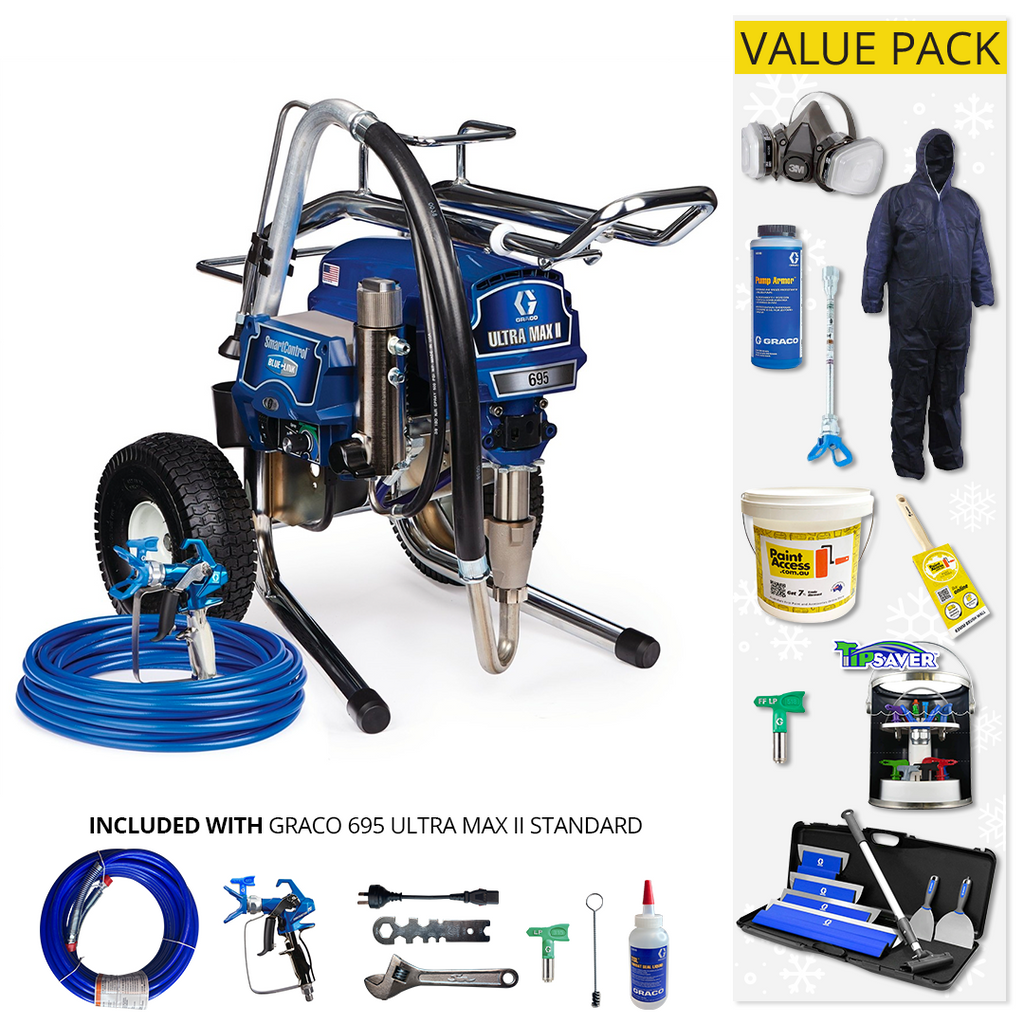 Graco Ultra Max II 695 Standard Electric Airless Sprayer - Hi-Boy/Lo-Boy Cart With Bonus