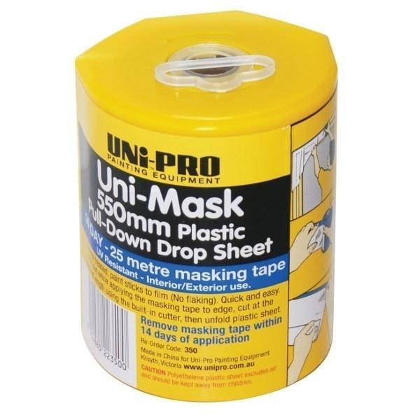 Uni-Pro 14 day blue Masking Film Rolls. Pull Down Drop Sheet 550mm x 25m Dispenser