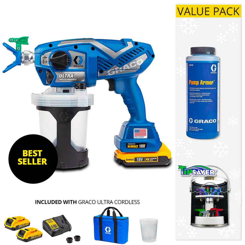 Graco Ultra Cordless Paint Sprayer with DeWalt Battery (17N221) with Value Pack