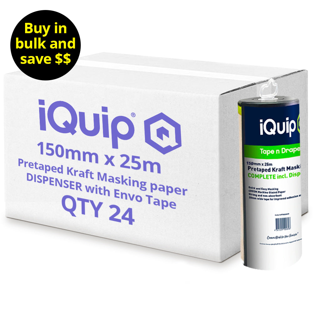 iQuip Pretaped Kraft Masking Paper Dispenser with Envo Tape Range