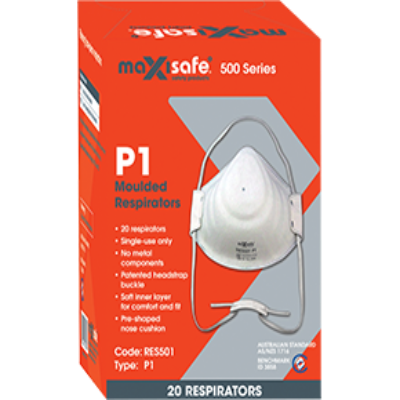 MAXISAFE Disposable Flat Fold Respirator P1 box of 20