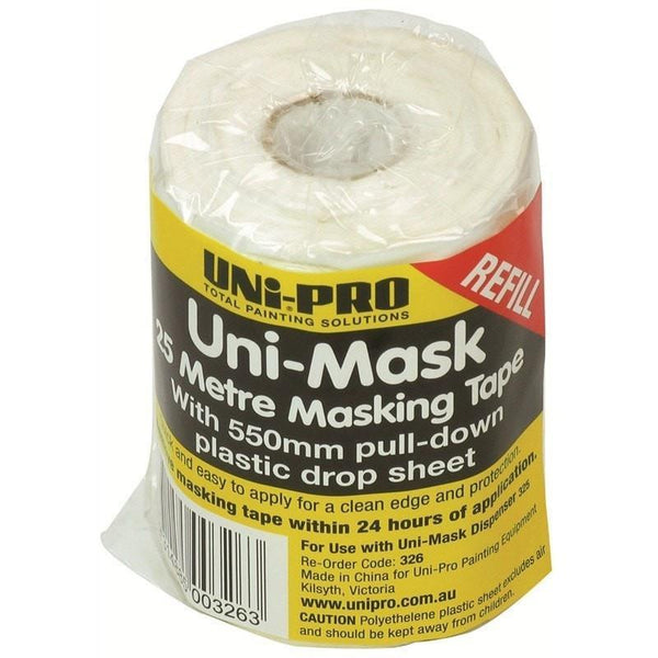 Uni-Pro Masking Film Rolls. Pull Down Drop Sheet 550mm x 25m Refill